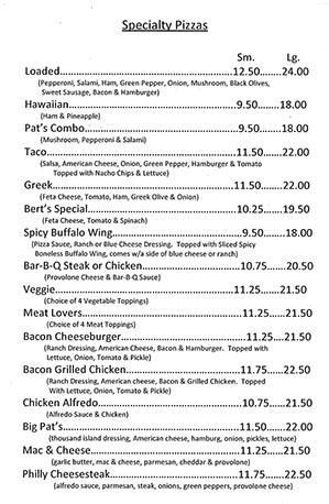 Pat's Pizza Menu image 4